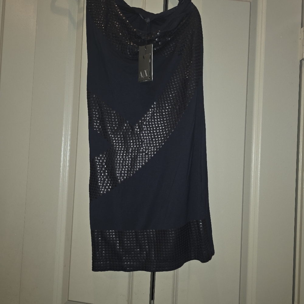 A/X Armani Exchange Blue Knee-Length Cut Out Cocktail Dress